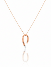 Load image into Gallery viewer, Rose gold hook-shaped pendant on a white background