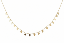 Load image into Gallery viewer, Gold necklace with leaf-shaped pendants on a white background