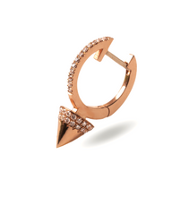 Load image into Gallery viewer, A gold-colored body jewelry charm with a geometric design and small white stones embedded in it.