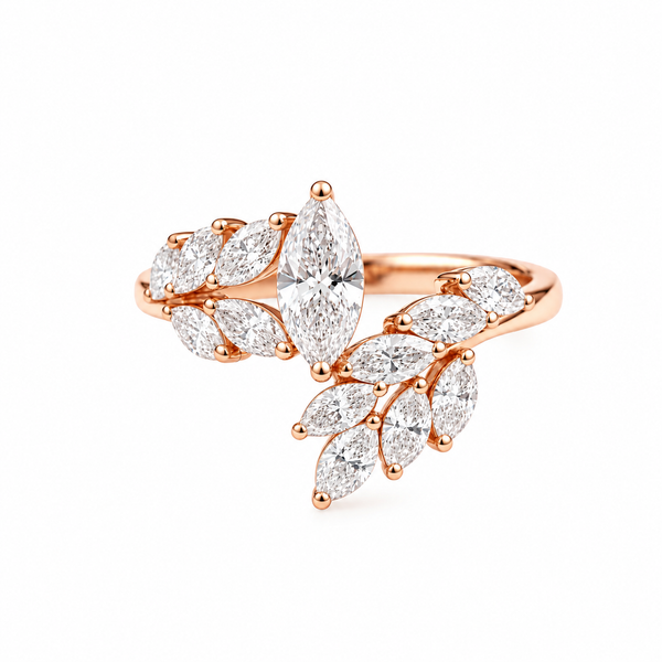 18K Rose Gold Marquise Cluster Ring