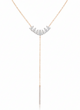 Load image into Gallery viewer, Rose gold necklace with diamond fringe on a white background

