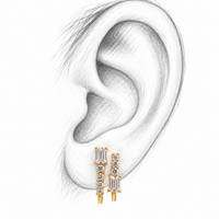 18K Rose Gold Parallel Drop Earring with Mixed Diamond Cuts
