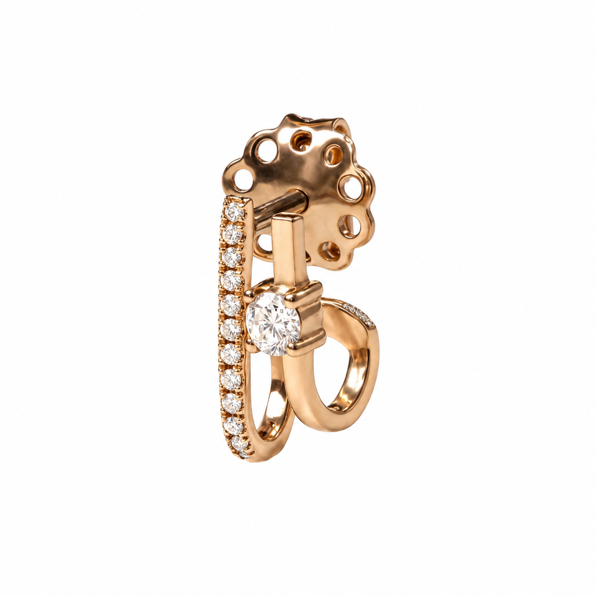 18K Rose Gold Two-in-One Diamond Earring
