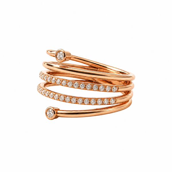 18K Rose Gold Wrapped Silhouette Diamond Ring
