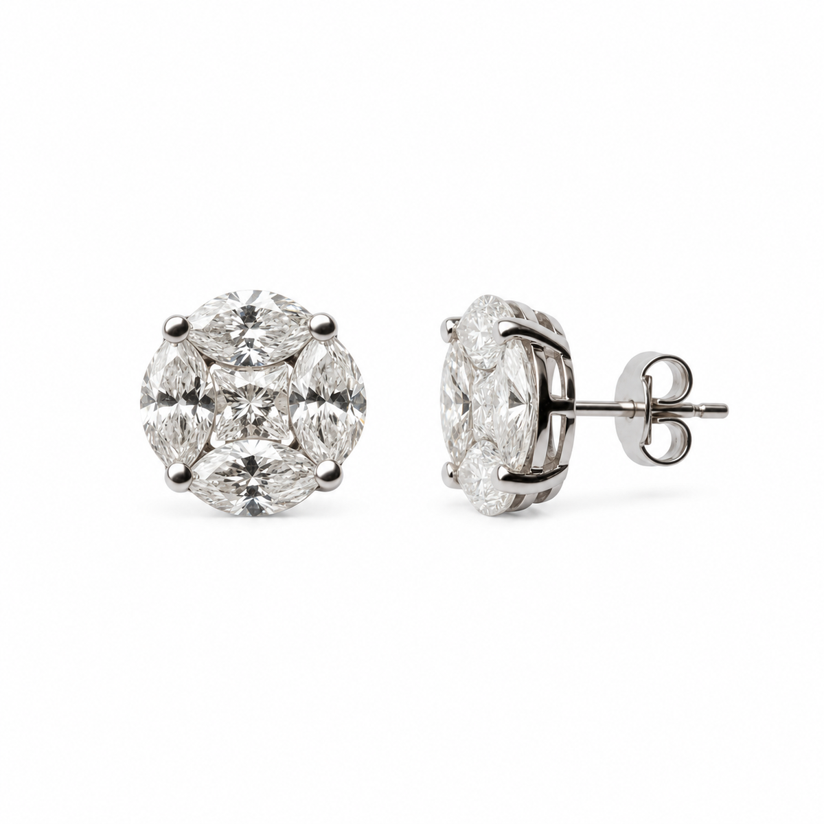18K White Gold Diamond Stud Earrings