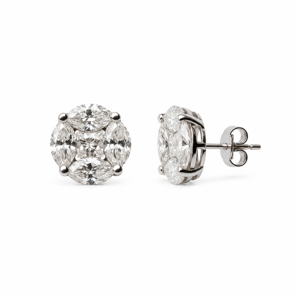 18K White Gold Diamond Stud Earrings