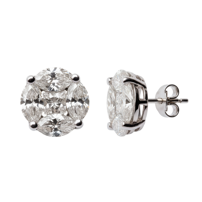 Diamond stud earrings on a white background