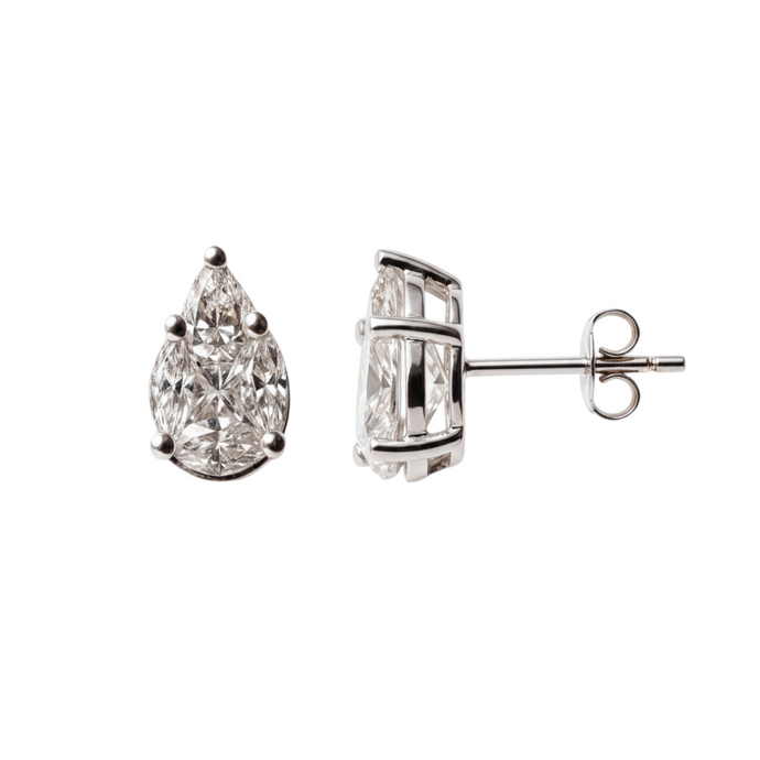 Diamond earrings on a white background