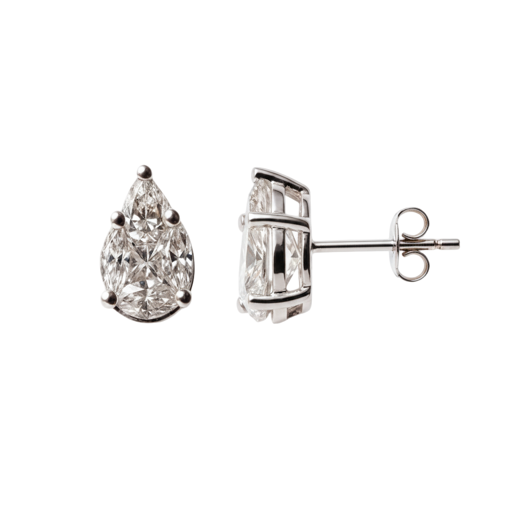 Diamond earrings on a white background