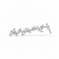18K White Gold Mixed Diamond Cuts Ear Climber