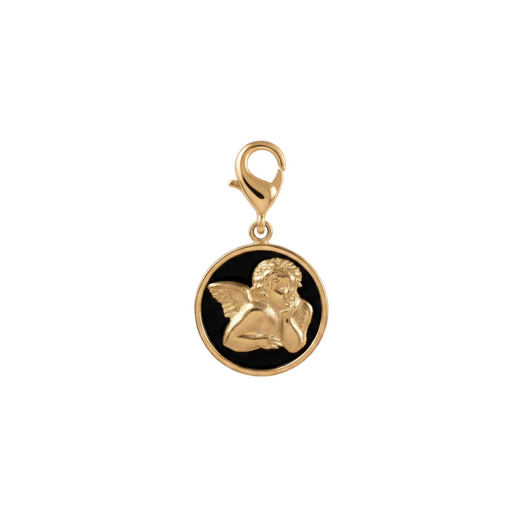 18K Yellow Gold Angel Medallion Pendant