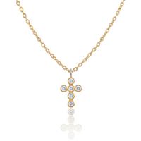 18K Yellow Gold Diamond Cross Necklace