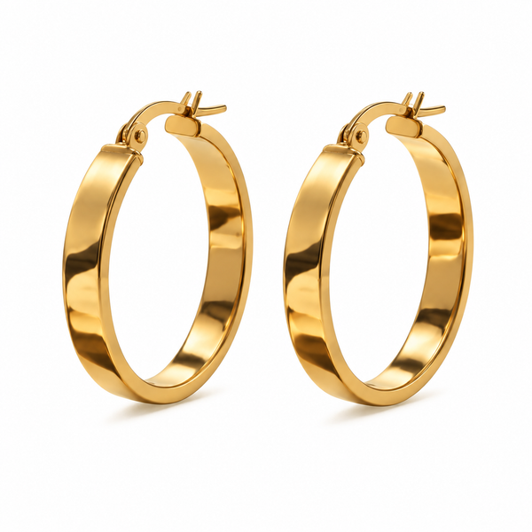18K Yellow Gold Essentiel Flat-Edged Hoops