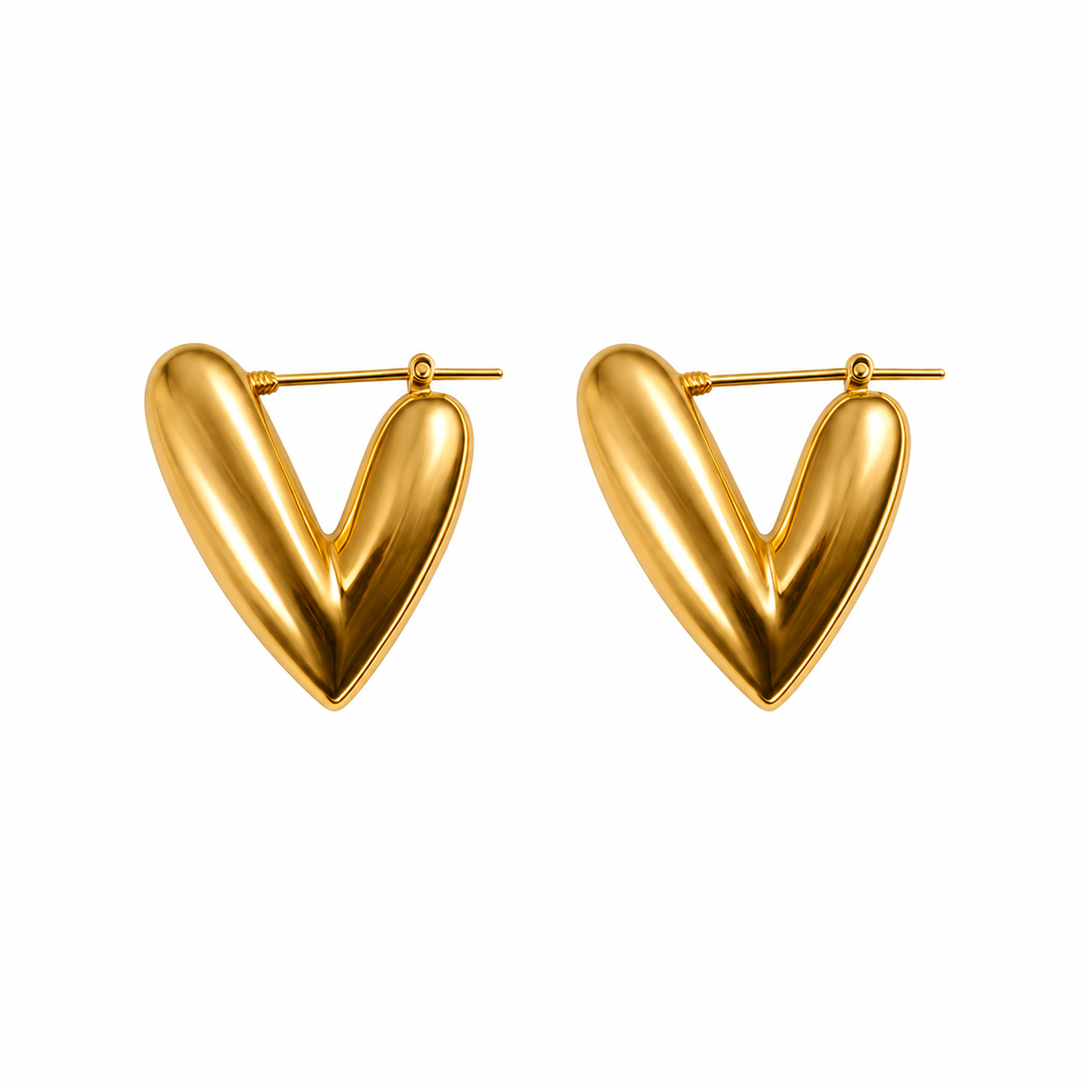 18K Yellow Gold Heart-Shaped Earrings