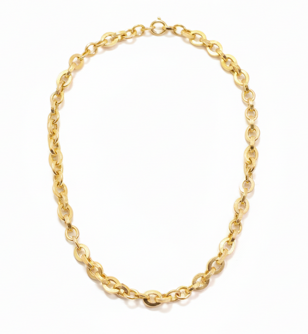 18K Yellow Gold Rounded Link Chain Necklace