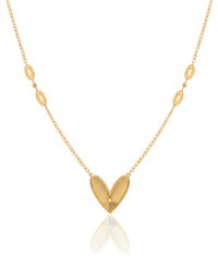 18K Yellow Gold Sculpted Heart Necklace