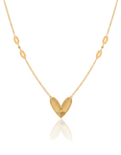 Load image into Gallery viewer, Gold necklace with a heart-shaped pendant on a white background
