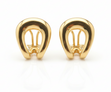 Load image into Gallery viewer, Pair of gold earrings on a white background
