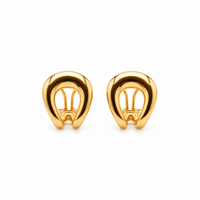 18K Yellow Gold Soft Horseshoe Curve Earrings