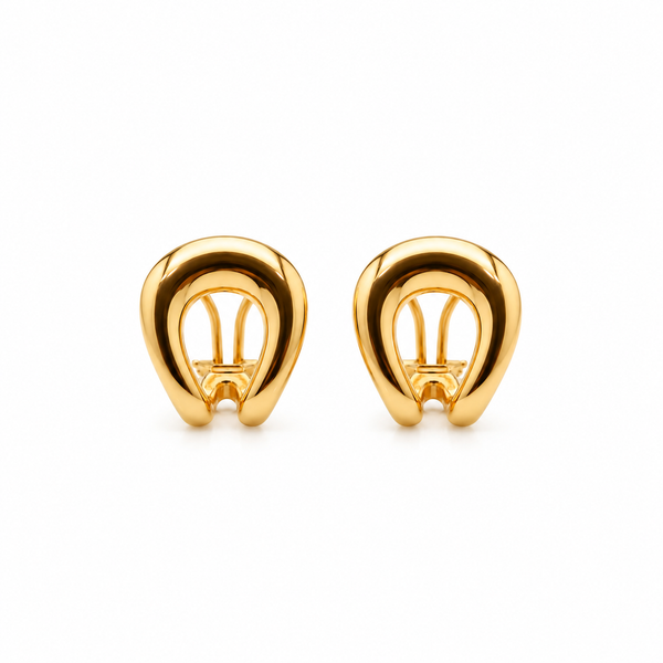 18K Yellow Gold Soft Horseshoe Curve Earrings