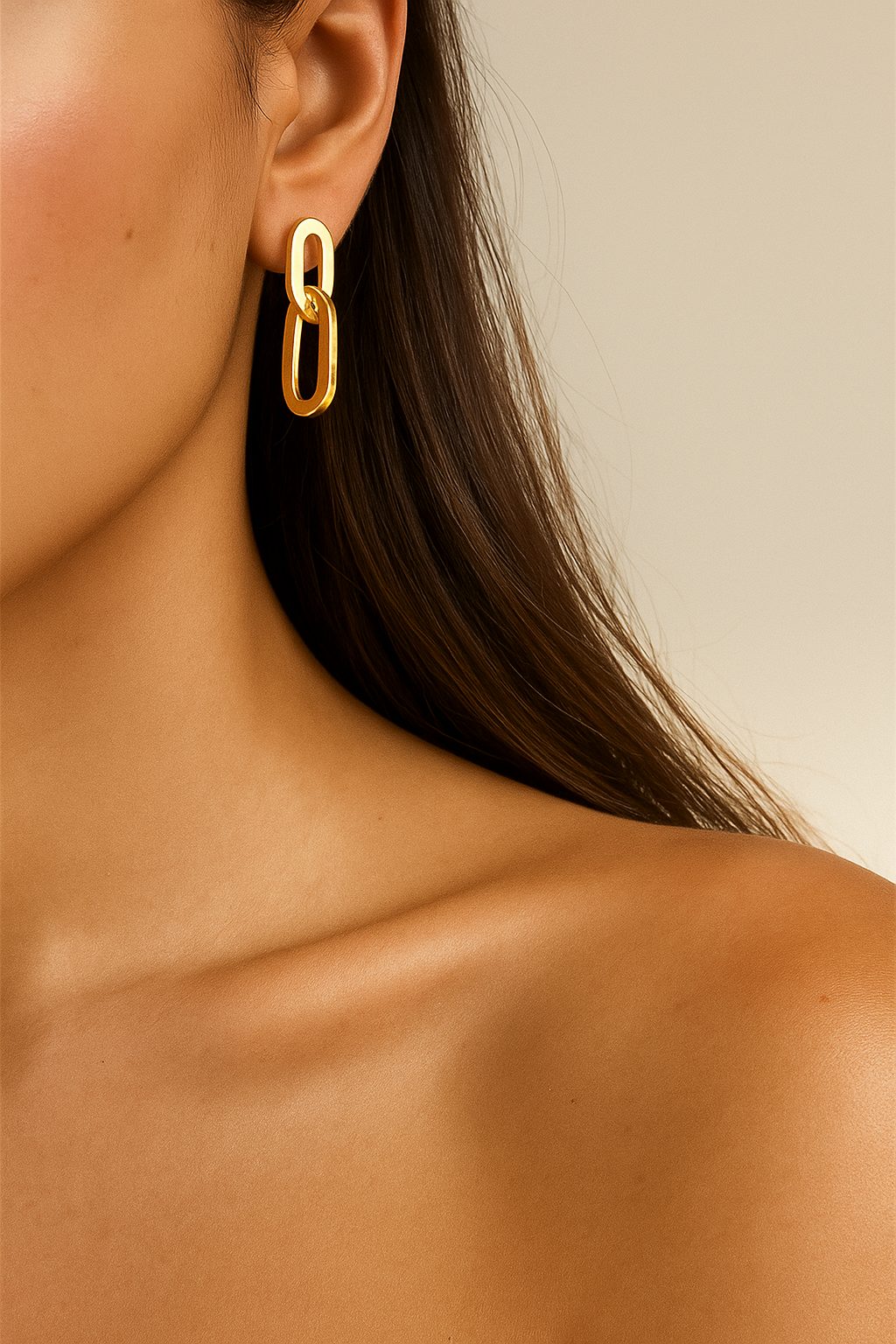18K Yellow Gold Interlocking Drop Earrings