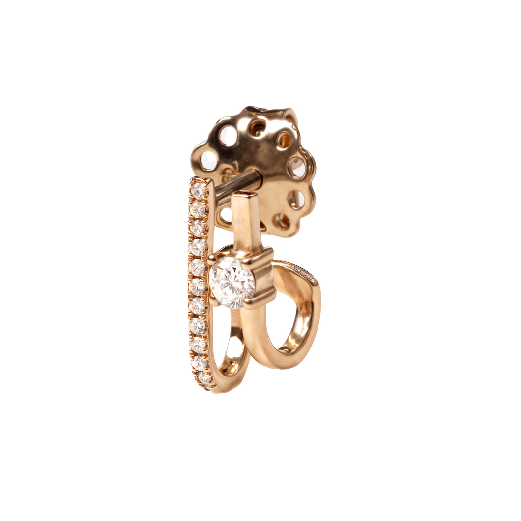18K Rose Gold Two-in-One Diamond Earring