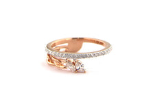 Load image into Gallery viewer, 18K Rose Gold Diamond Pavé Ring with Marquise Accents and Chain Detail
