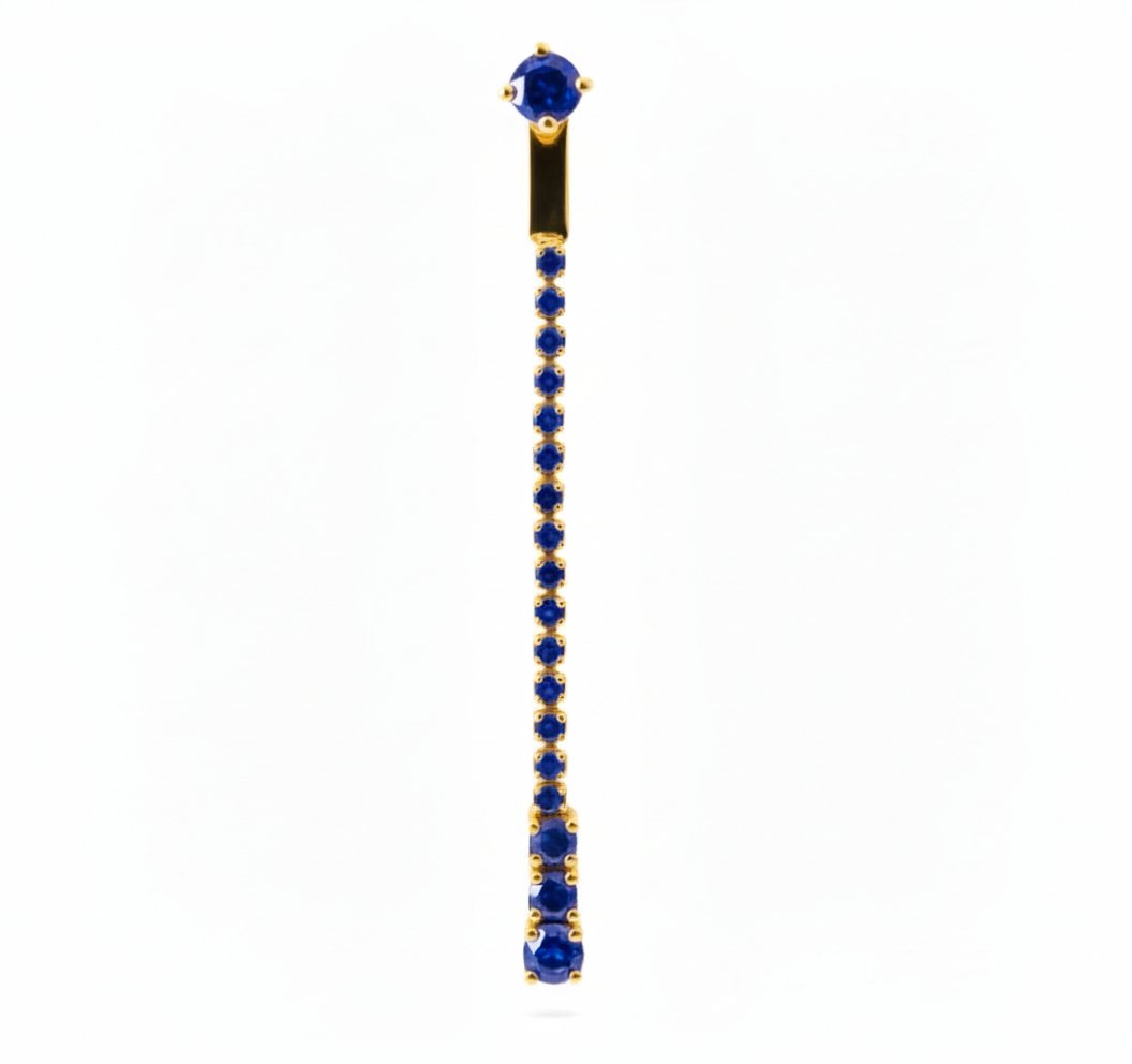 Blue Sapphires Drop 18K Yellow Gold Earring