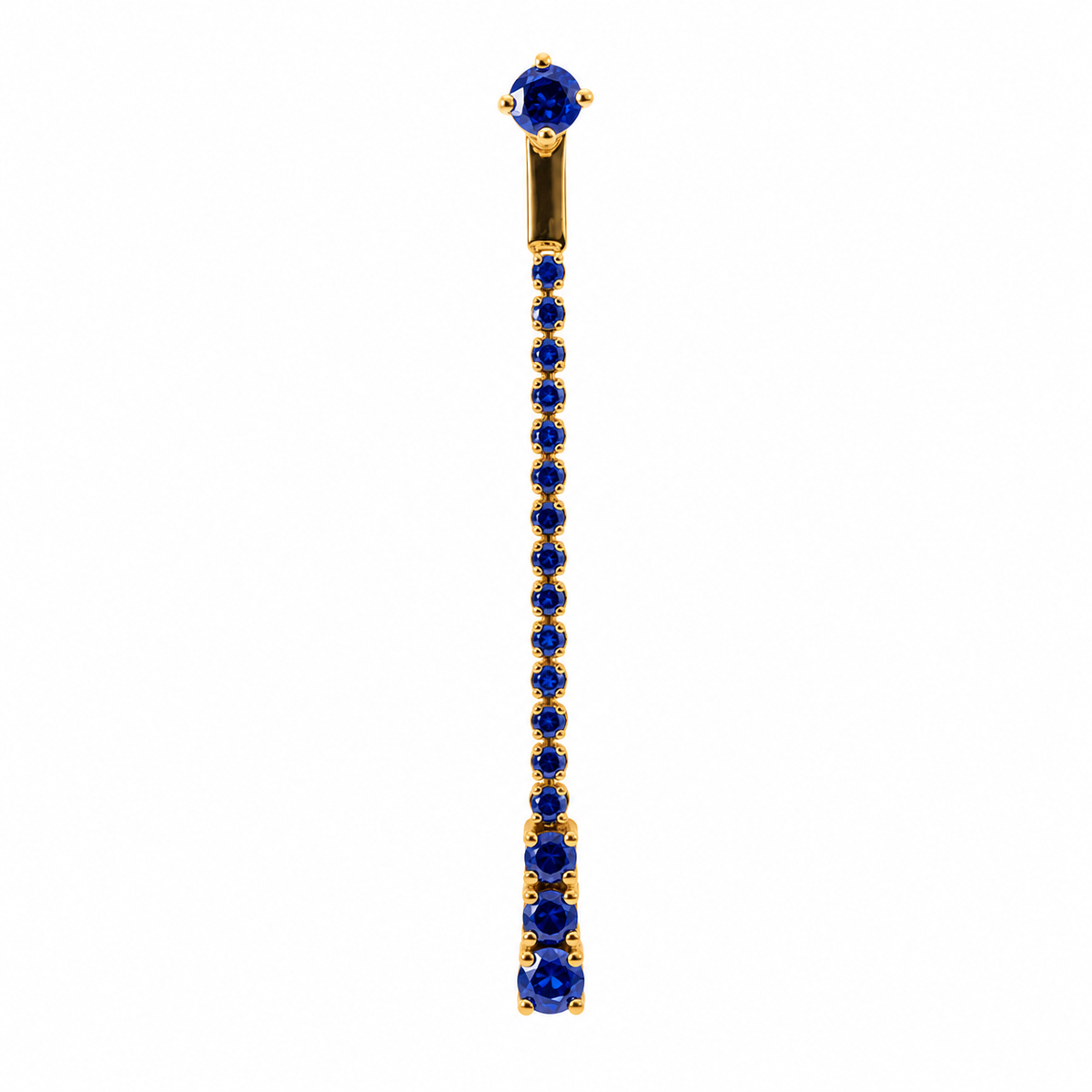 Blue Sapphires Drop 18K Yellow Gold Earring