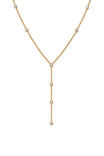 Load image into Gallery viewer, 18K Yellow Gold Y-Shaped Necklace with Bezel-Set Diamond Accents
