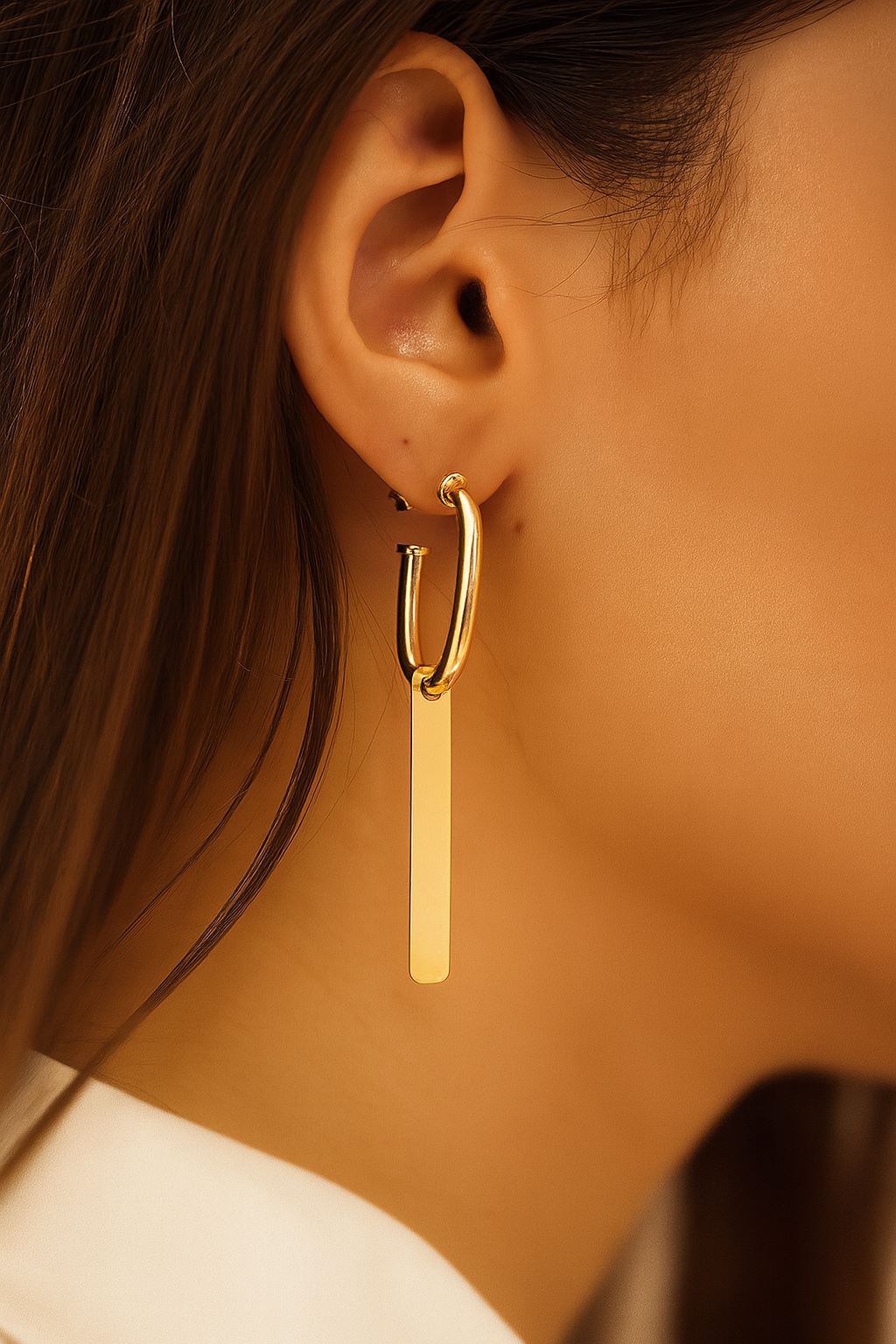 18K Yellow Gold Bar Hoops