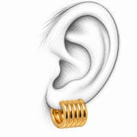 18K Yellow Gold Ridged Huggies