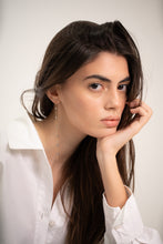 Load image into Gallery viewer, 18K Rose Gold Chain Threaders with Bezel-Set Diamond Accents Earrings
