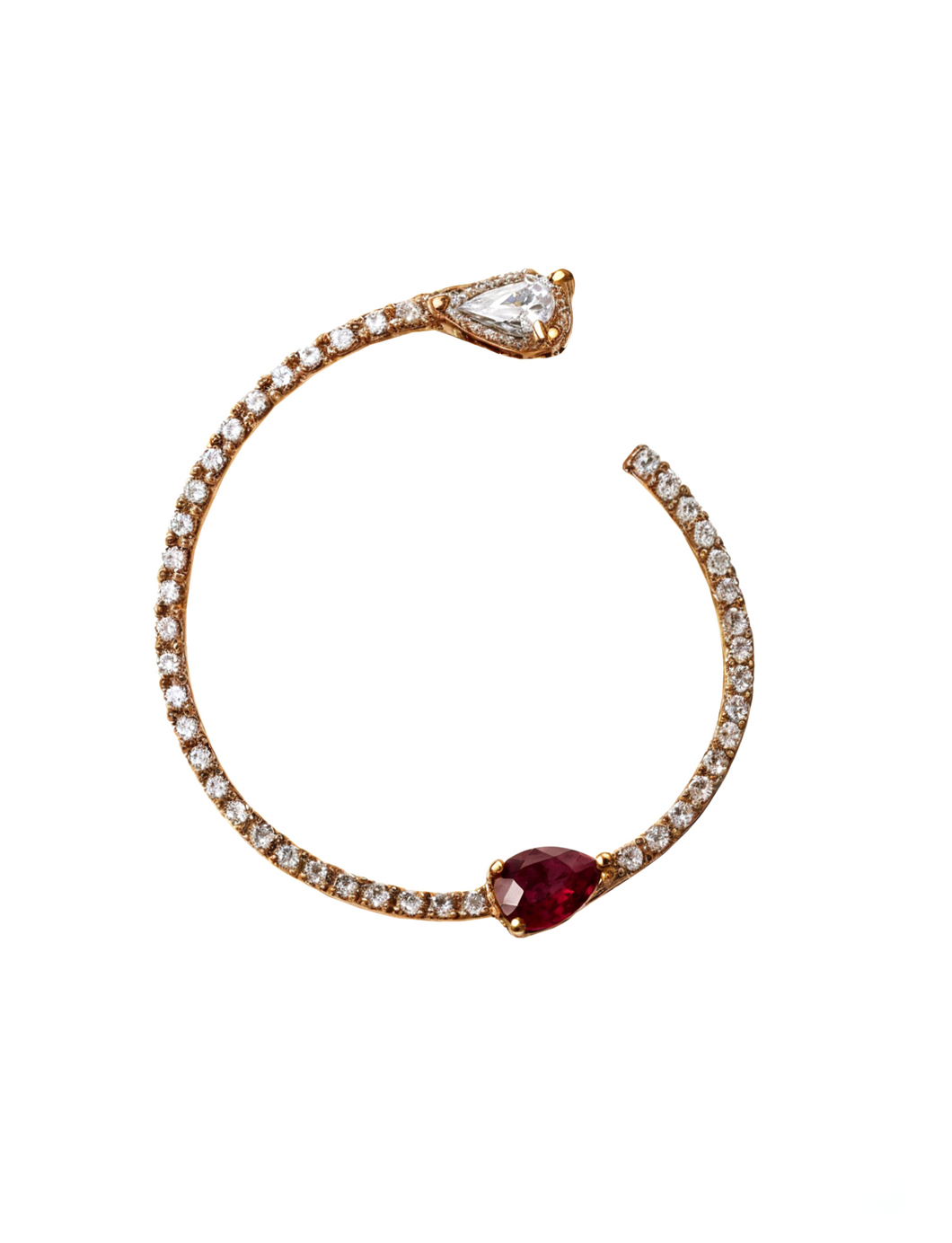 18K Rose Gold Nautilus Shell Earrings with Ruby and Diamond Accents