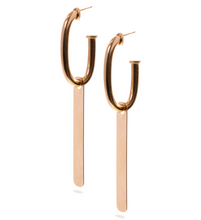 Load image into Gallery viewer, 18K Yellow Gold Bar Hoops
