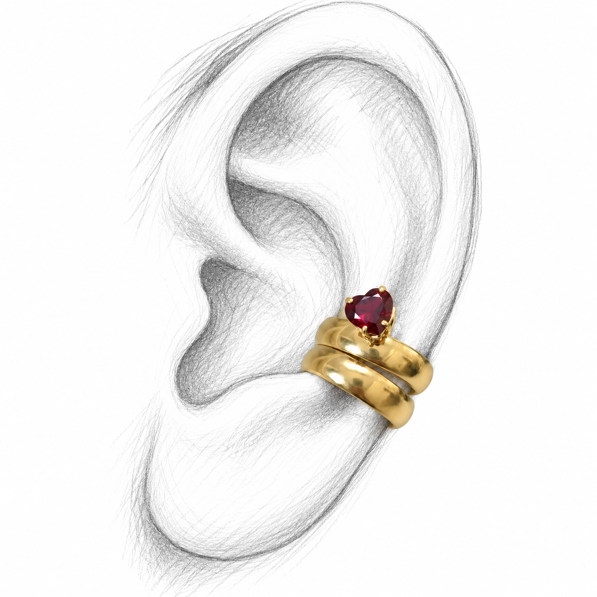 Ear Cuff 003: Heart Ruby