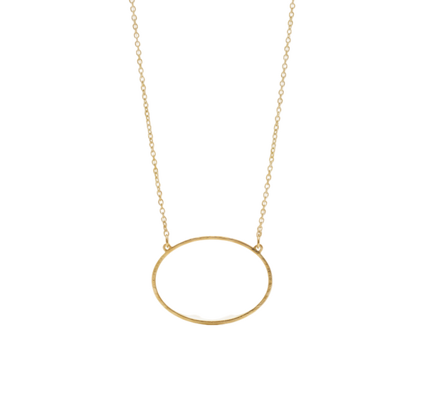 18K Yellow Gold Open Oval Center Necklace
