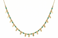 Golden Sway Beaded Oval Charm Necklace