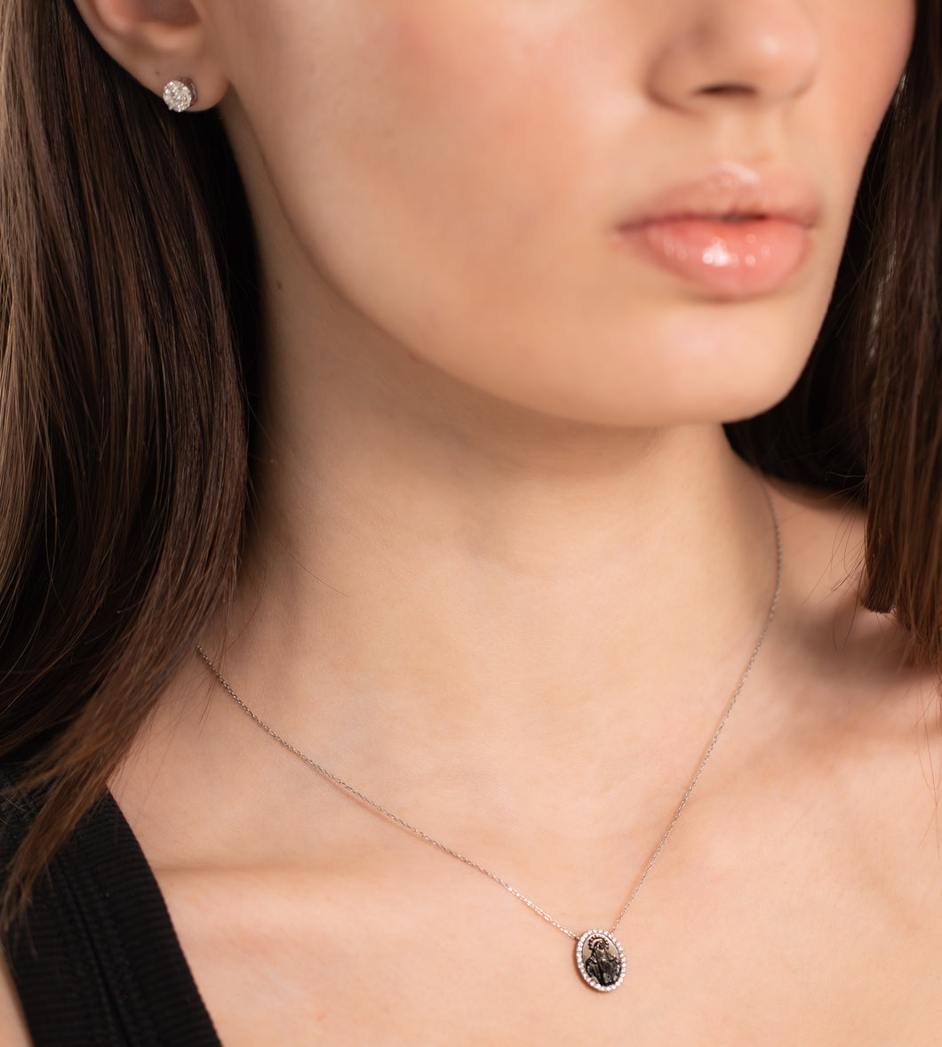 Virgin Medallion Diamond Necklace