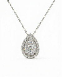 18K White Gold Diamond Teardrop Pendant