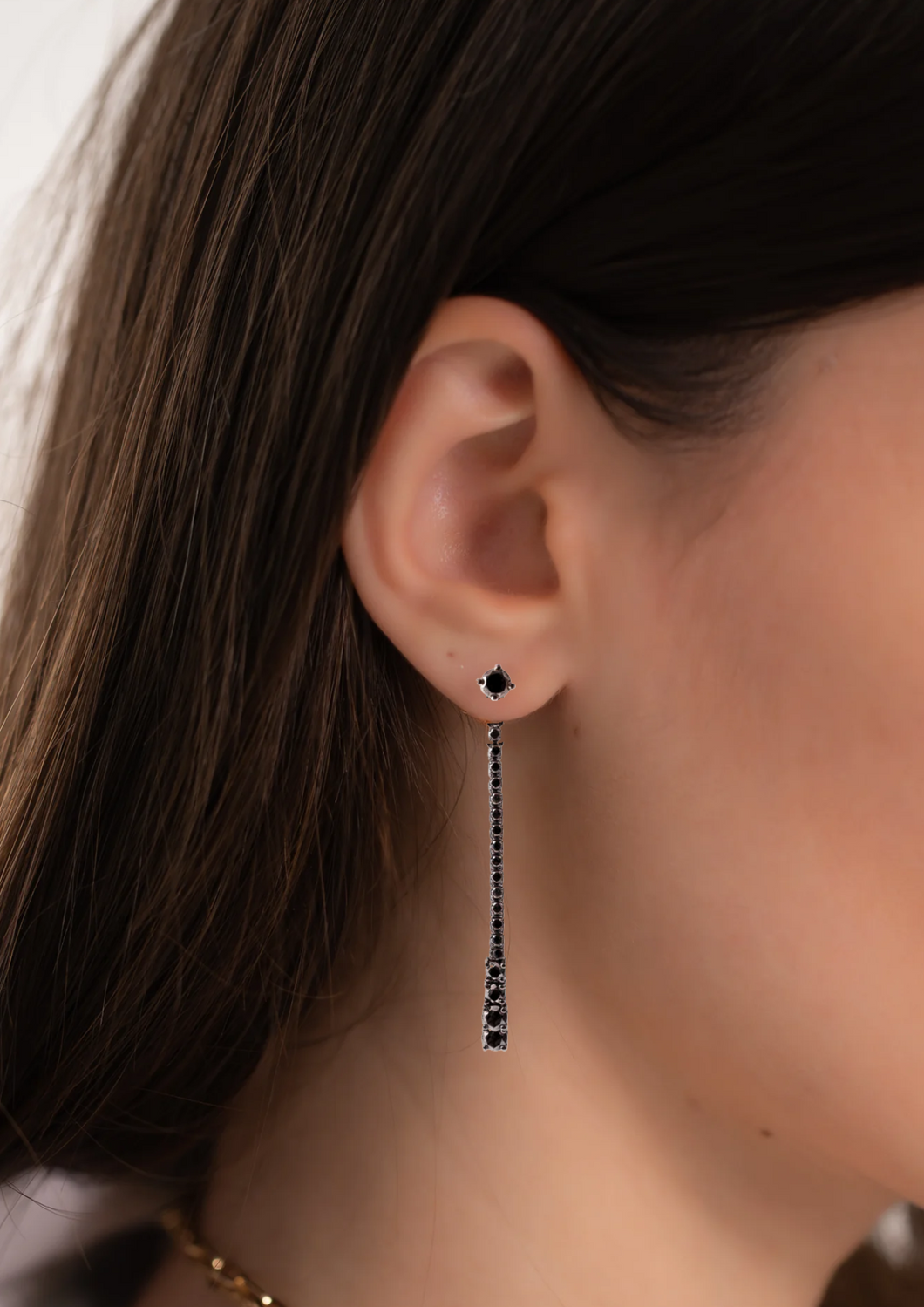 Black Diamonds Drop 18K Black Gold Earring