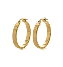 Load image into Gallery viewer, 18K Yellow Gold Essentiel Flat-Edged Hoops
